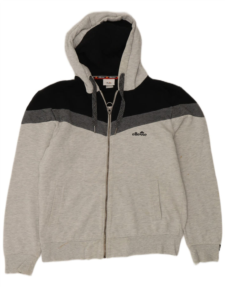 Ellesse Pull à capuche zippé pour homme Large Gris Colorblock