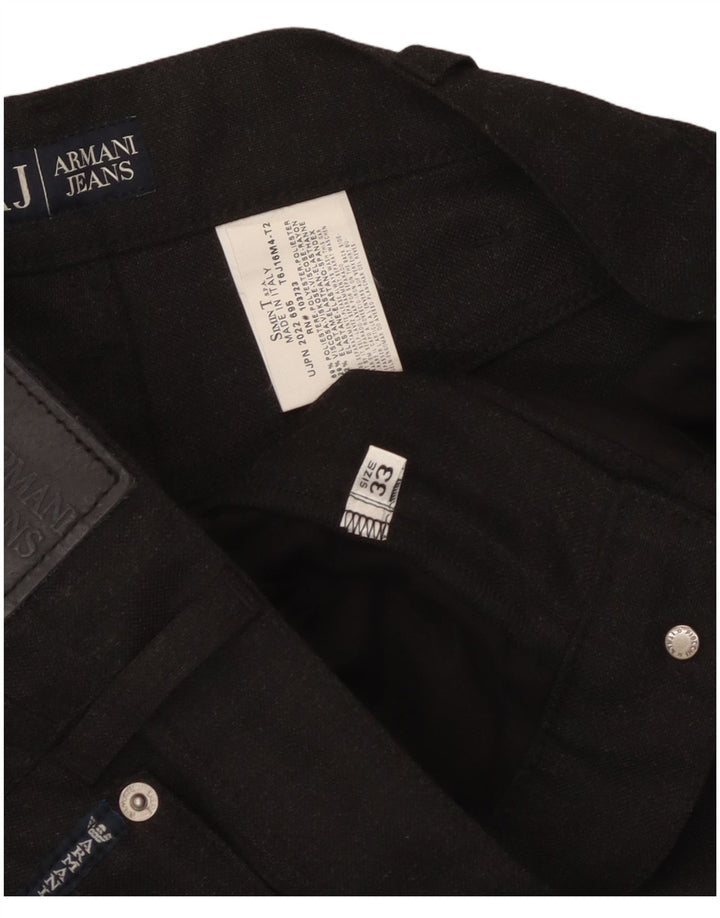 Armani Pantalon décontracté droit pour homme W33 L29 Noir Polyester