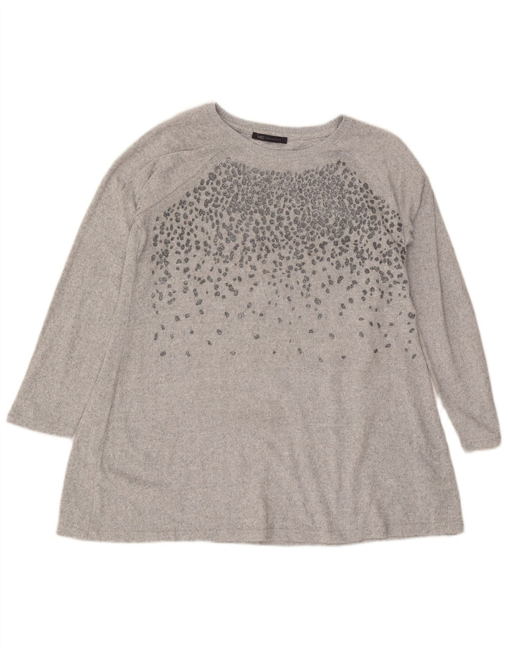 Marks & Spencer Tunique à manches longues pour femme UK 16 Large Gris Polyester