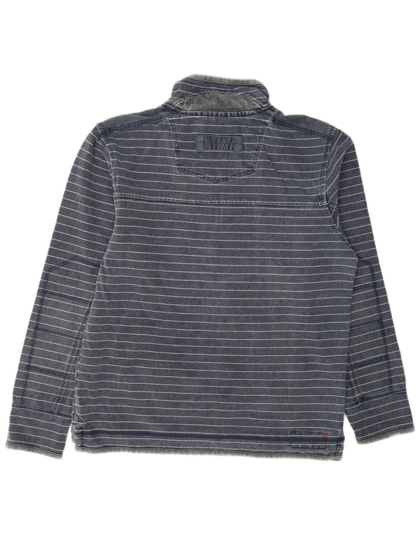 Fat Face Sweat-shirt col zippé pour homme en coton rayé bleu marine moyen
