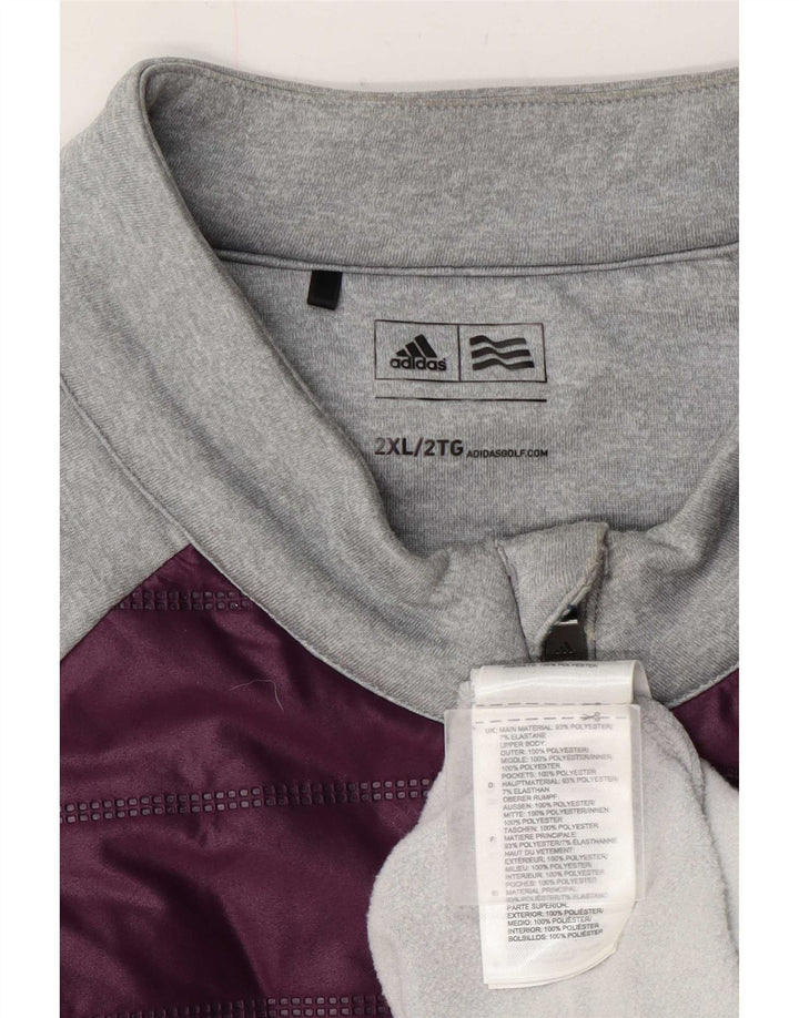 Adidas Haut de survêtement à col zippé pour homme 2XL Gris Colorblock Polyester