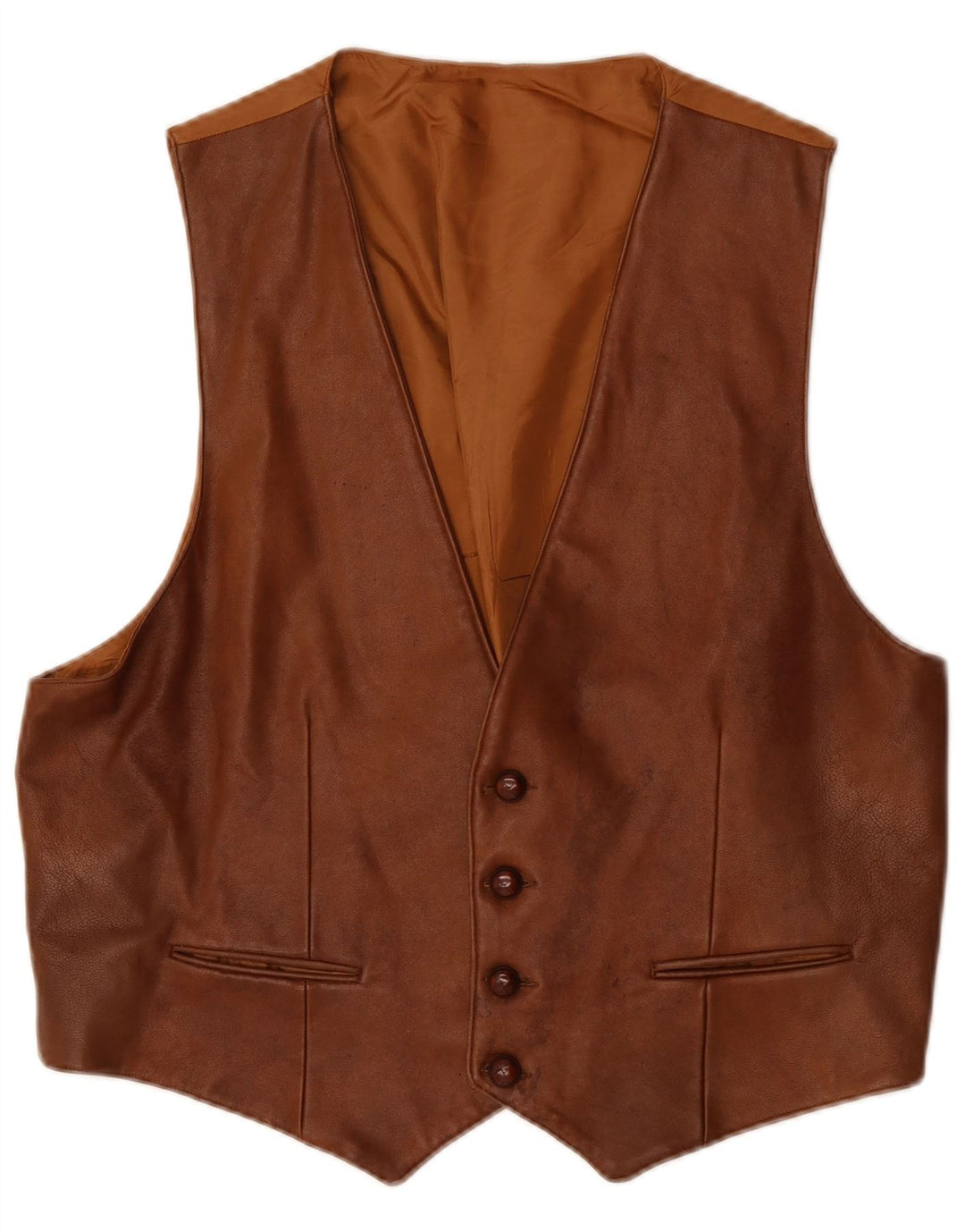 VINTAGE Gilet en cuir homme grand cuir marron