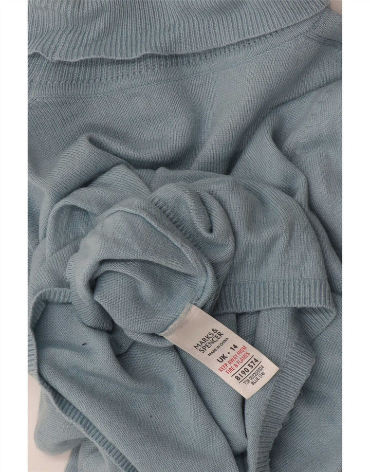 Marks & Spencer Pull col roulé pour femme UK 14 Bleu moyen Viscose