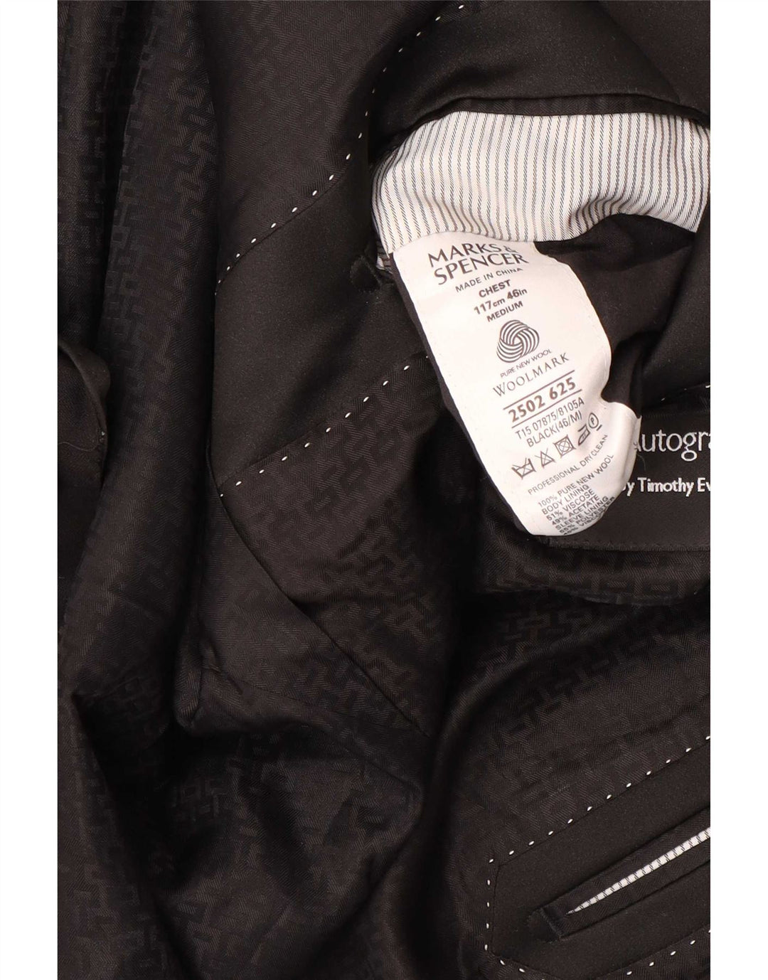 Marks & Spencer Veste blazer à 1 bouton pour homme UK 46 XL Noir Laine vierge