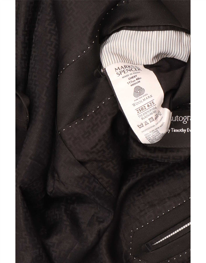 Marks & Spencer Veste blazer à 1 bouton pour homme UK 46 XL Noir Laine vierge