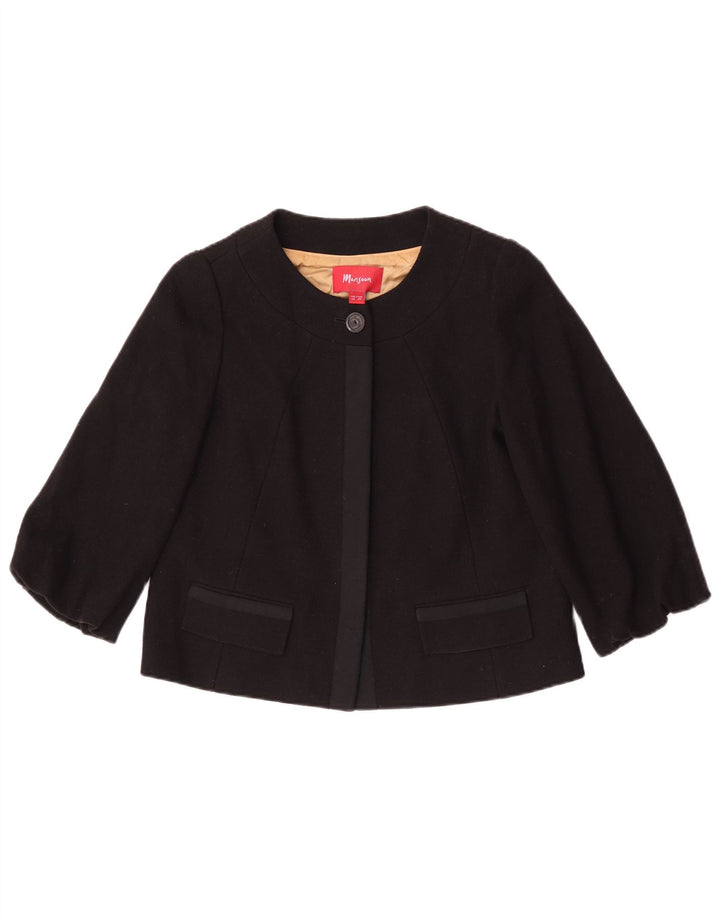 Monsoon Veste Boléro à Manches 3/4 pour Femme UK 10 Petite Laine Noire
