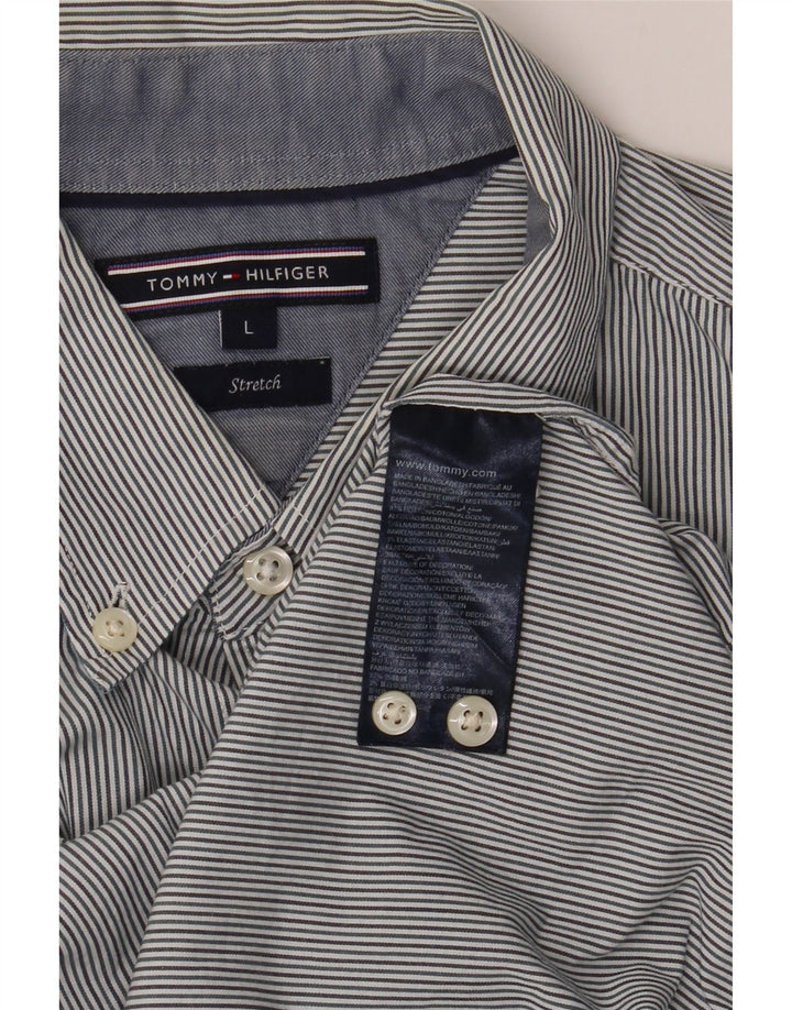 TOMMY HILFIGER Chemise Homme Large Bleu Rayure Coton