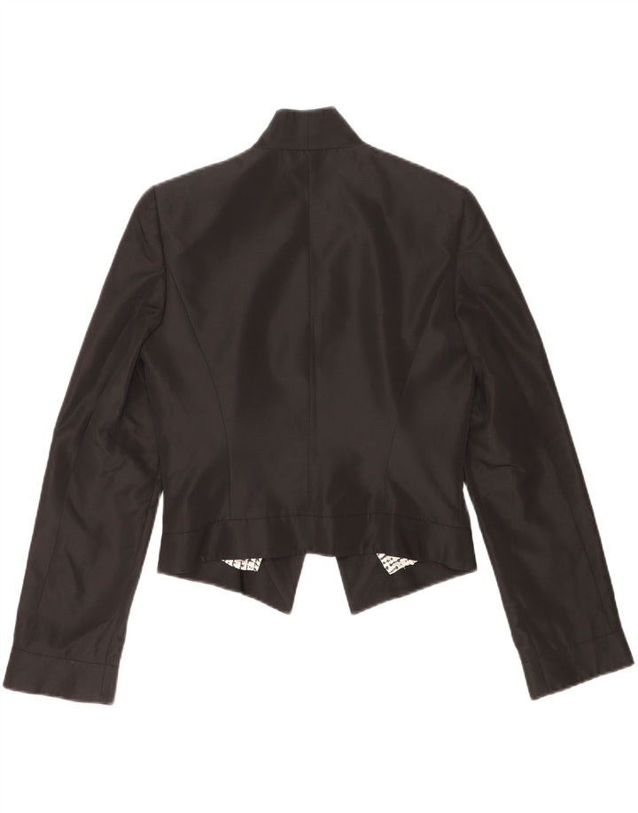 Gianfranco Ferre Veste Blazer Ouverte Femme UK 10 Petit Acétate Noir