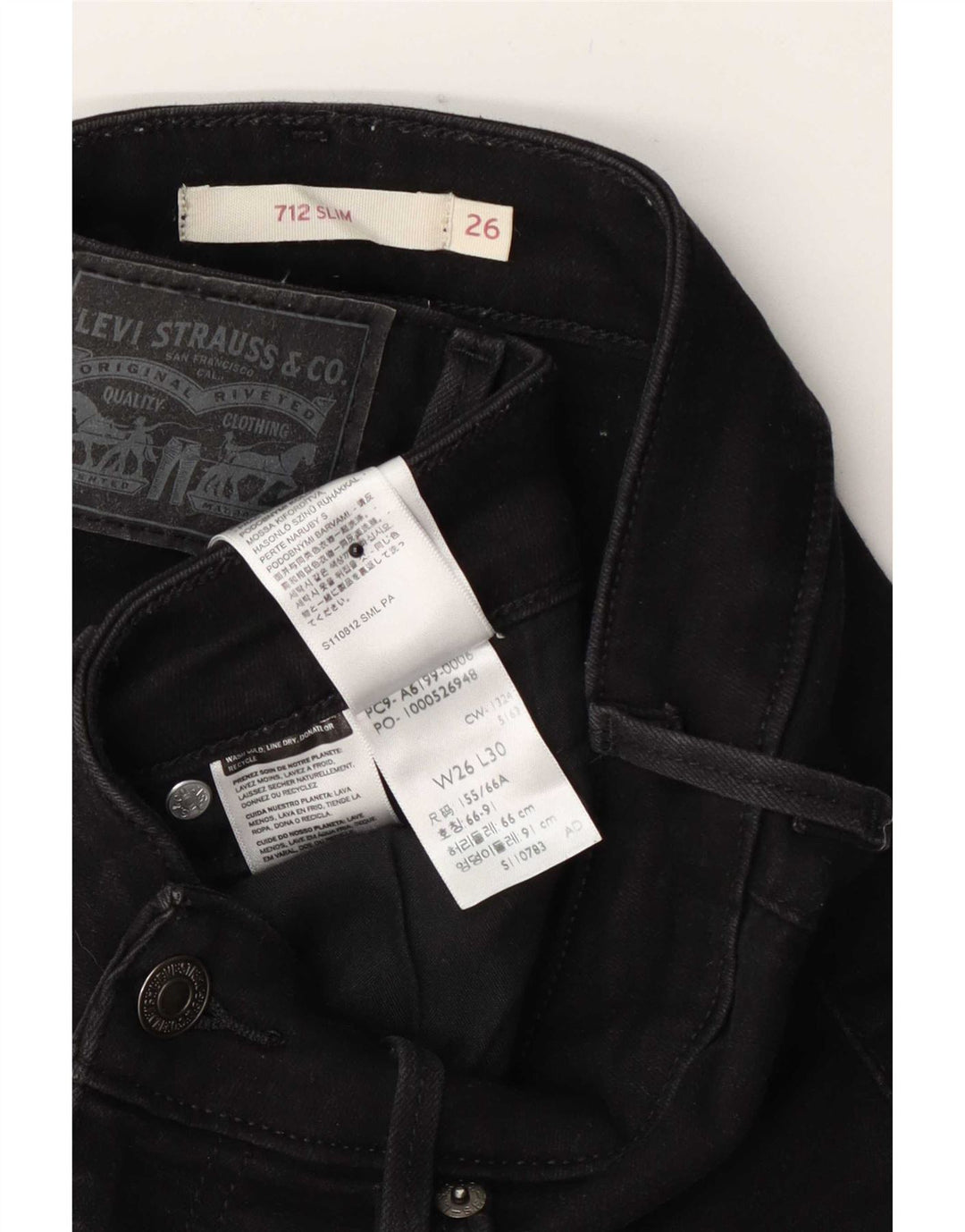 Levi's Jean Slim 712 Femme W26 L30 Coton Noir