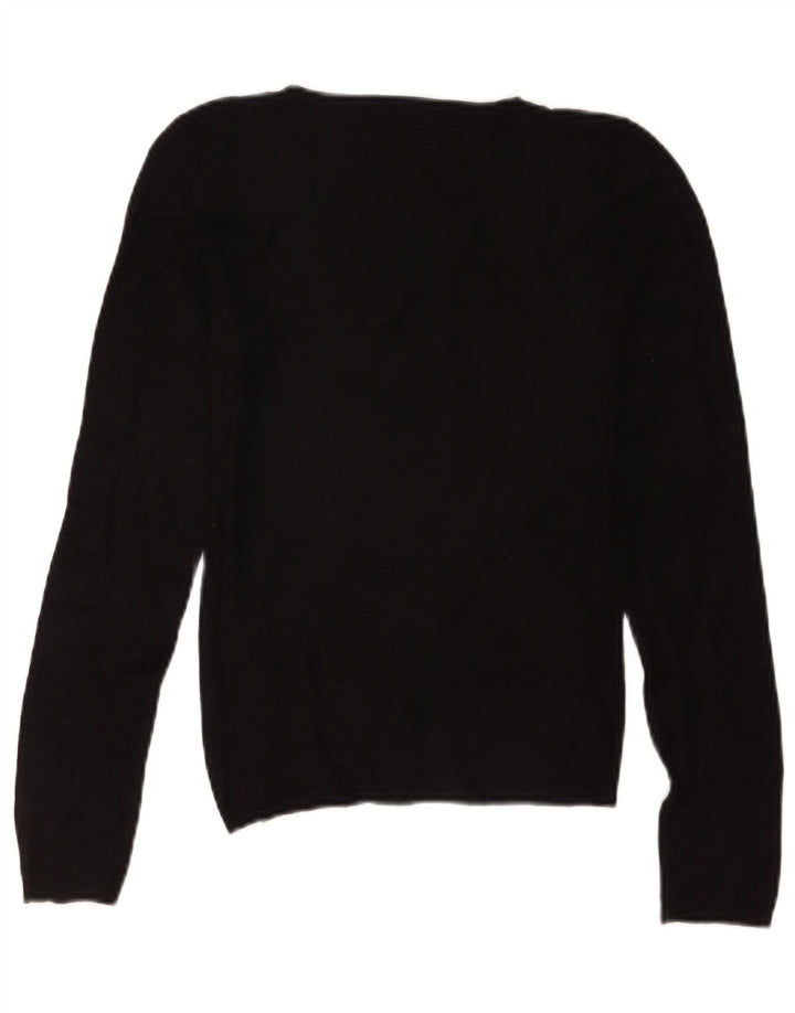 Zara Pull col en V pour femme UK 8 Petite rayonne noire