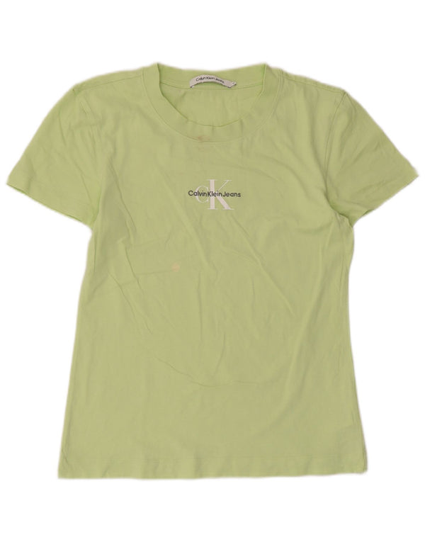 Calvin Klein Jeans T-shirt graphique pour femme en coton vert moyen UK 12