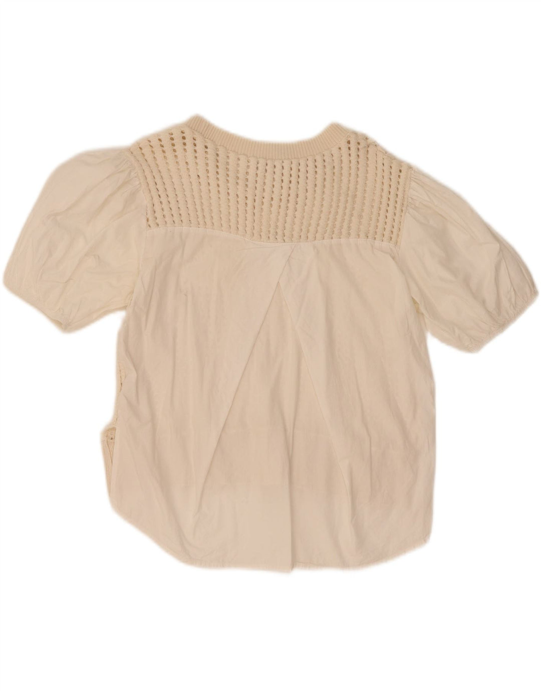 Zara Womens Crochet Blouse Top UK 14 Moyen Blanc Coton
