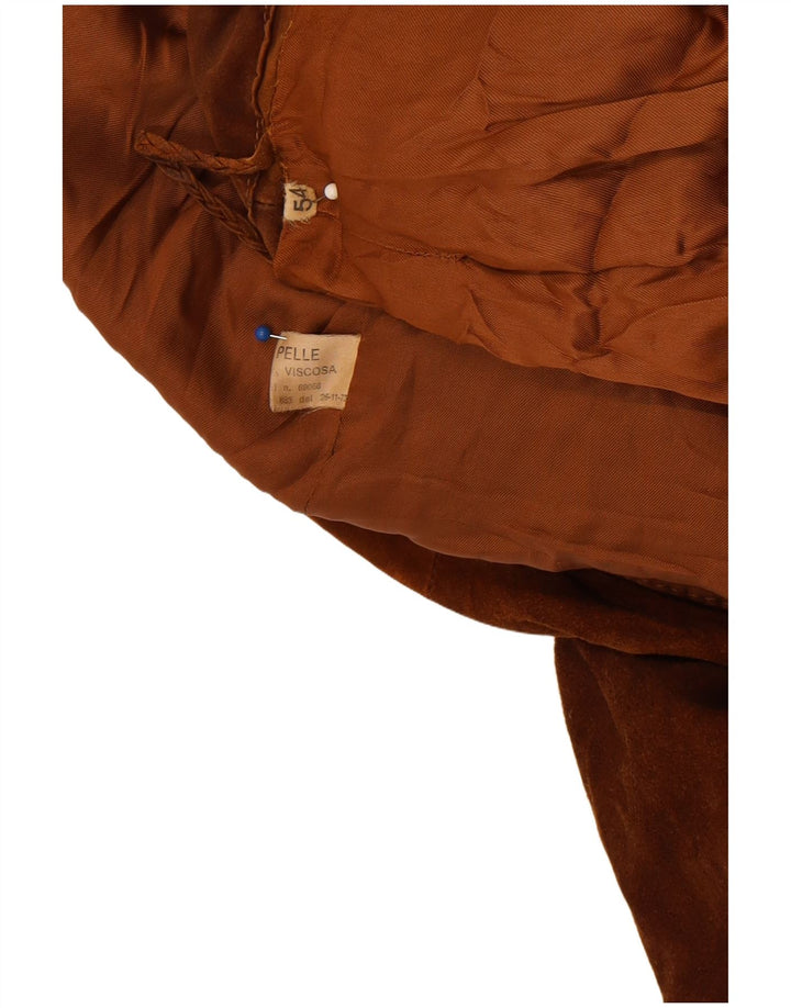 veste en daim homme vintage IT 54 2XL Cuir marron
