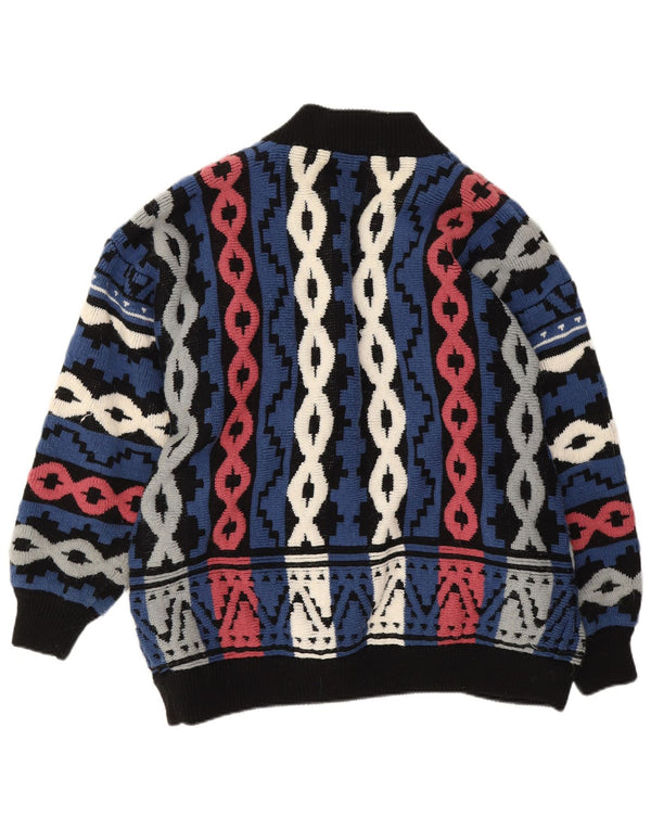 vintage Womens Open Cardigan Sweater EU 44/46 XL Multicolore Géométrique
