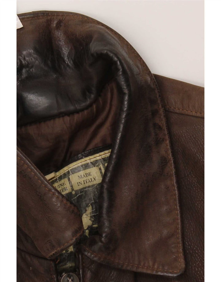 veste en cuir homme vintage UK 36 Petit Marron