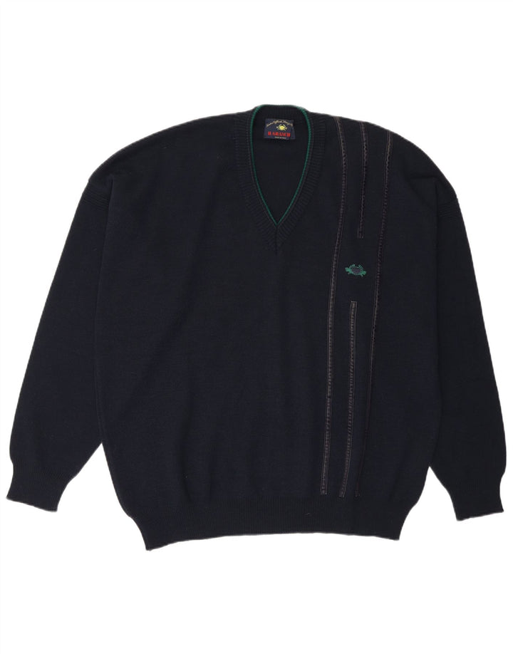 Il Granchio Pull Col V Homme XL Bleu Marine Laine