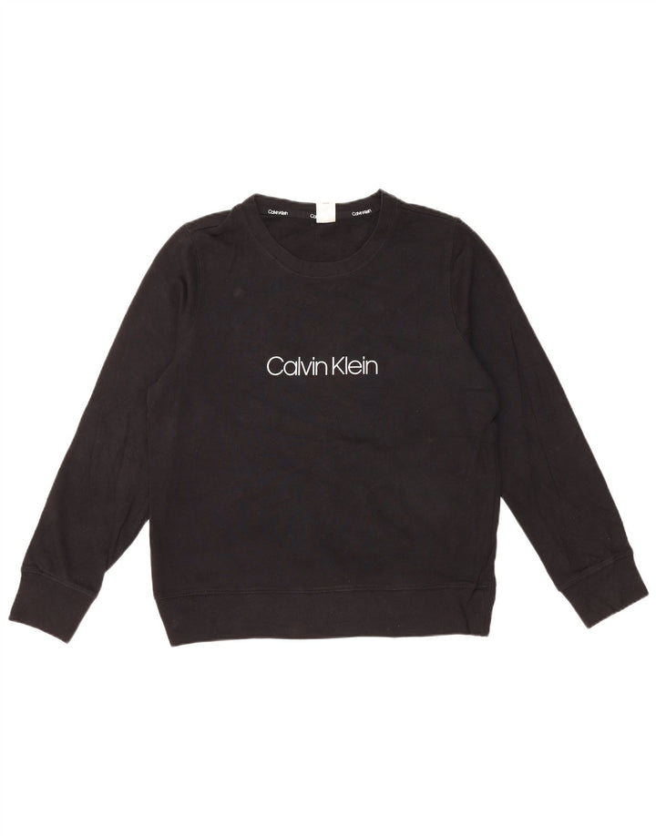 CALVIN KLEIN Sweat-shirt graphique pour femme UK 14 en coton noir moyen