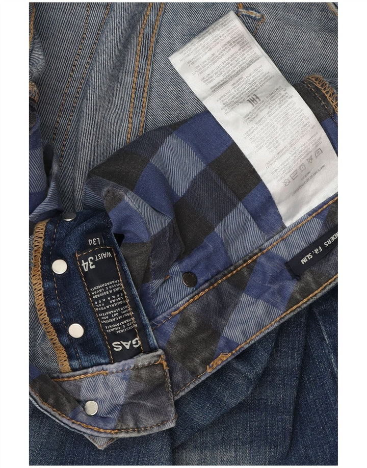 GAS Jean slim vieilli pour homme W34 L34 en coton bleu