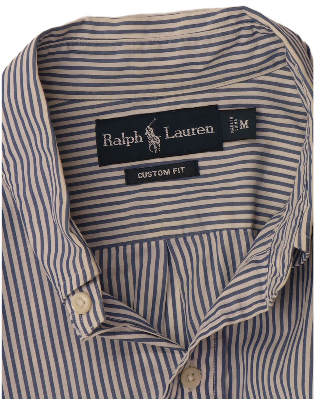 RALPH LAUREN Chemise Coupe Personnalisée Homme Bleu Moyen Rayé Coton