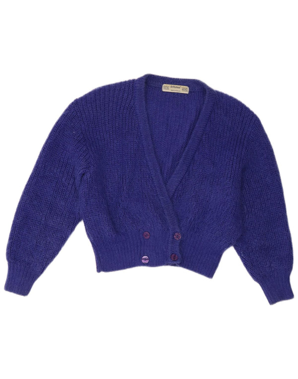 St Michael Pull Cardigan Femme UK 12/14 Bleu Moyen Mohair