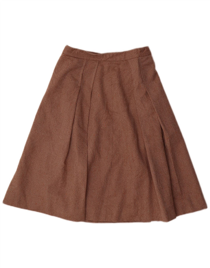vintage Femmes Plissée A-Line Jupe W26 Petit Brun