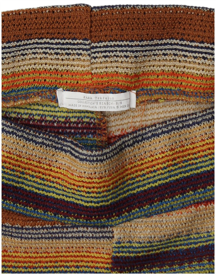 Zara Femme Hot Pants Small W26 Rayé Multicolore