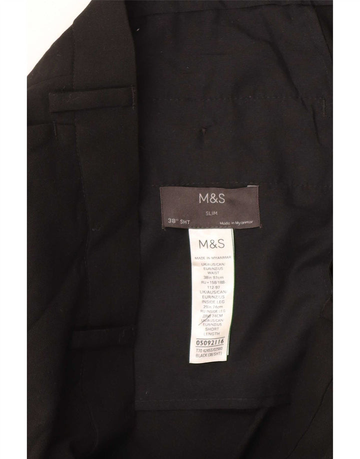 Marks & Spencer Pantalon court slim pour homme W38 L25 Noir Polyester