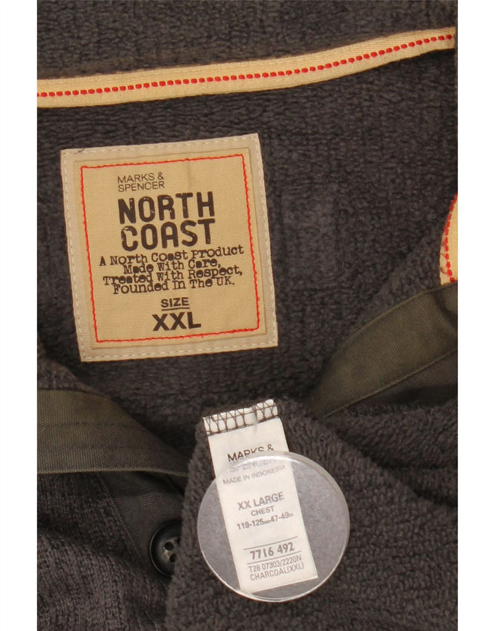 Marks & Spencer Sweat-shirt à col boutonné pour homme 2XL Gris Polyester