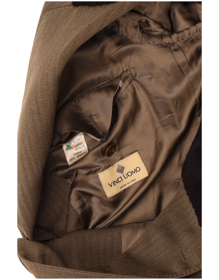 Vinci Manteau Homme UK 40 Grande Laine à Chevrons Marron