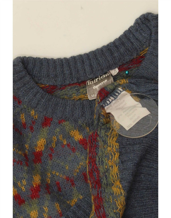 Miriam Pull col rond pour homme Gris moyen Fair Isle Acrylique