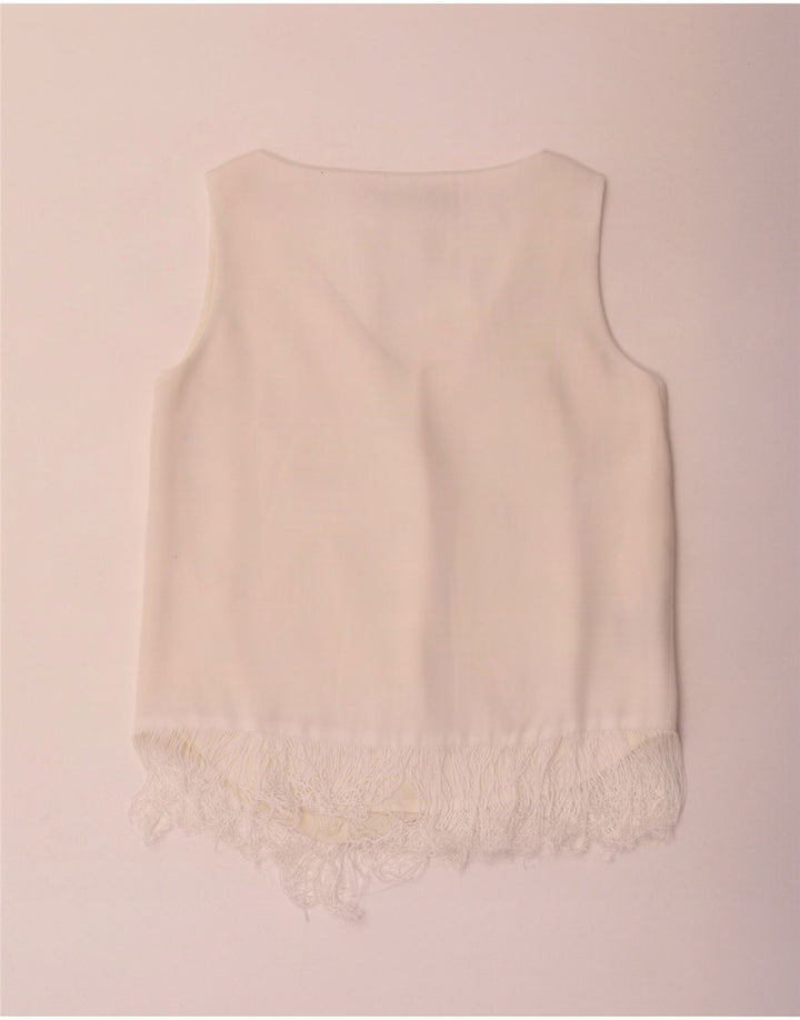 Ralph Lauren Chemisier sans manches pour femme US 6 Polyester blanc moyen