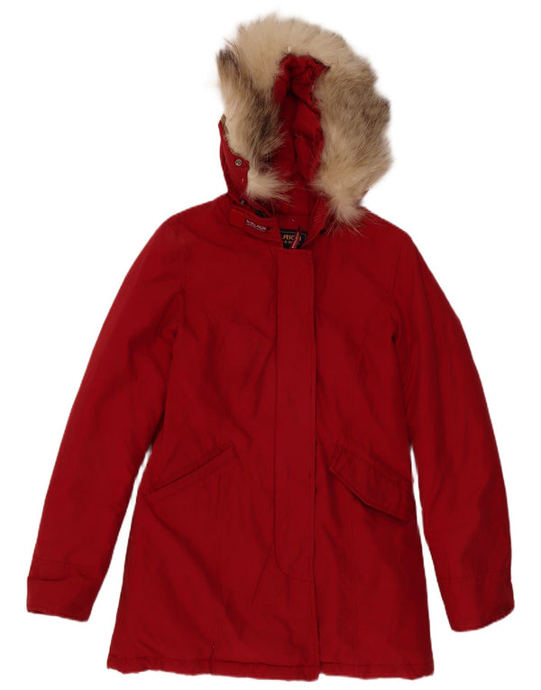 Woolrich Manteau matelassé surdimensionné à capuche pour femme UK 10 Small Bordeaux