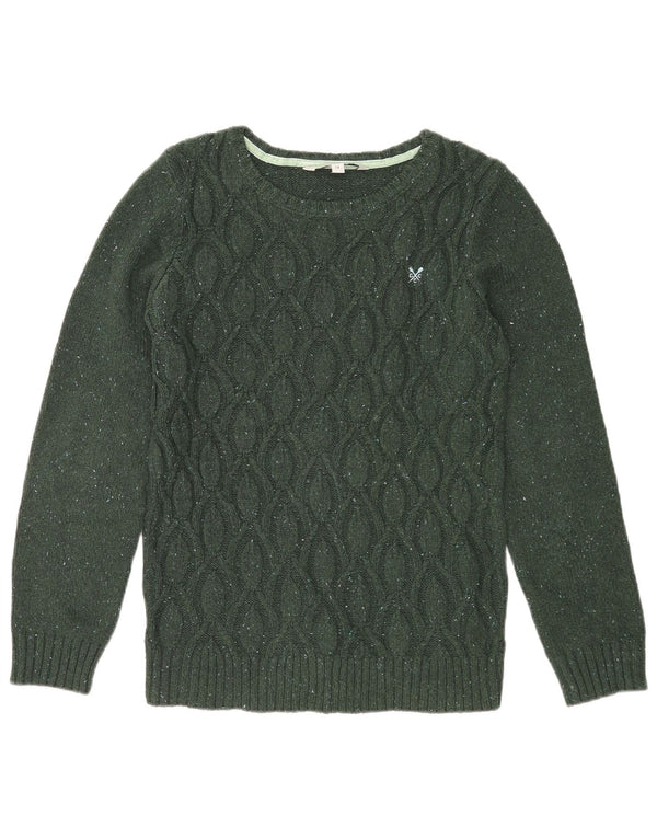 Crew Clothing Pull col bateau pour femme UK 14 Vert moyen moucheté
