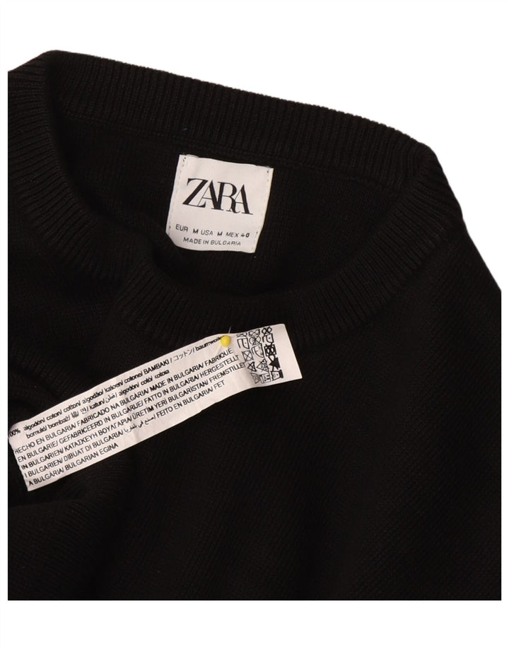 Zara Pull à col rond pour homme en coton noir moyen