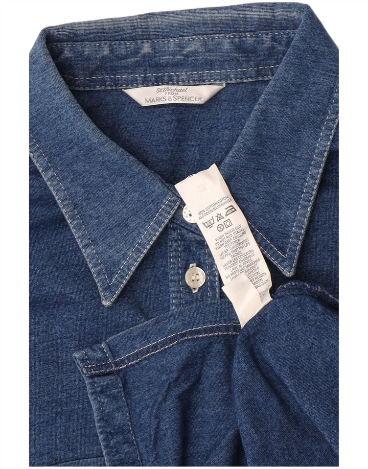 Marks & Spencer Chemise Femme UK 14 Coton Bleu Marine Moyen