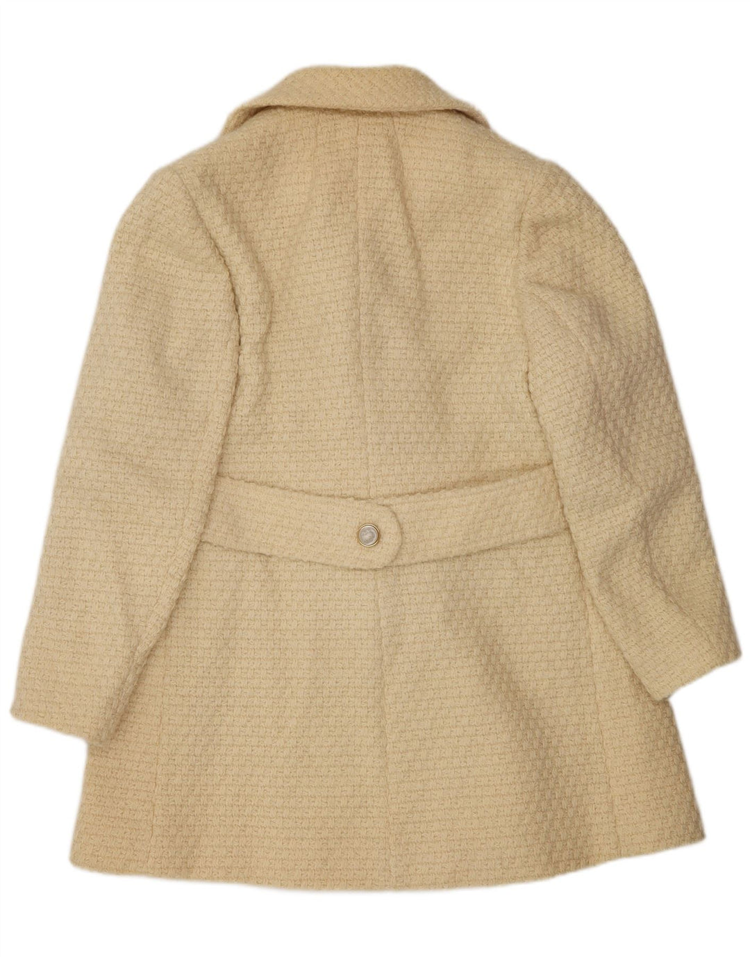 vintage Femme Double Breasted Coat UK 14 Beige Moyen
