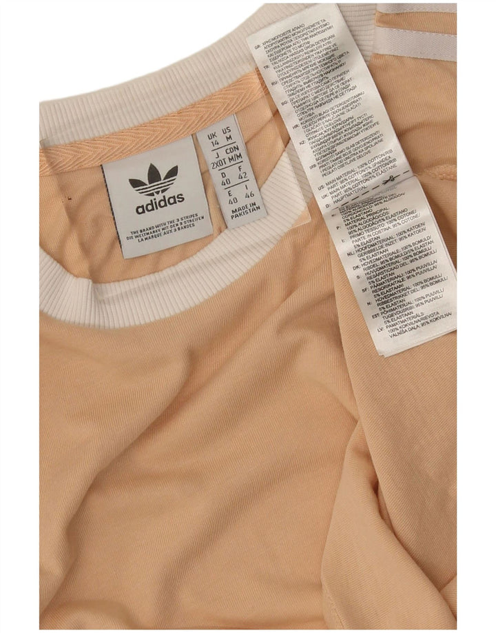 Adidas T-Shirt Femme Top UK 14 Coton Beige Moyen