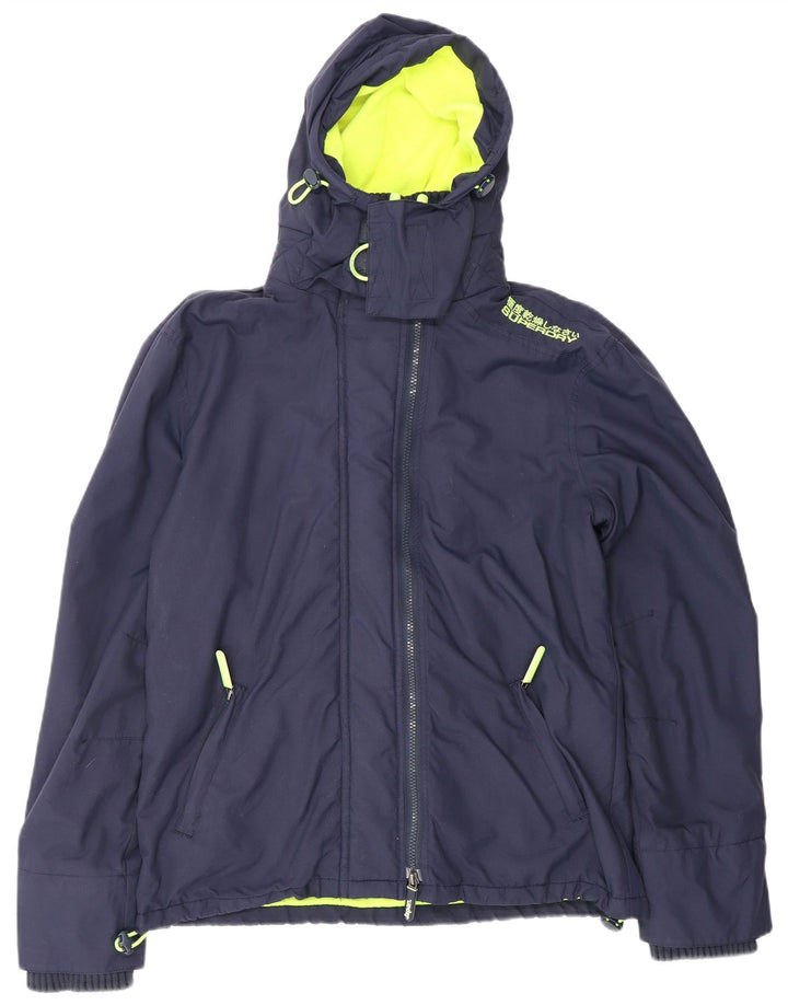 SUPERDRY Veste de Pluie à Capuche The Windcheater Homme UK 42 XL Bleu Marine Nylon