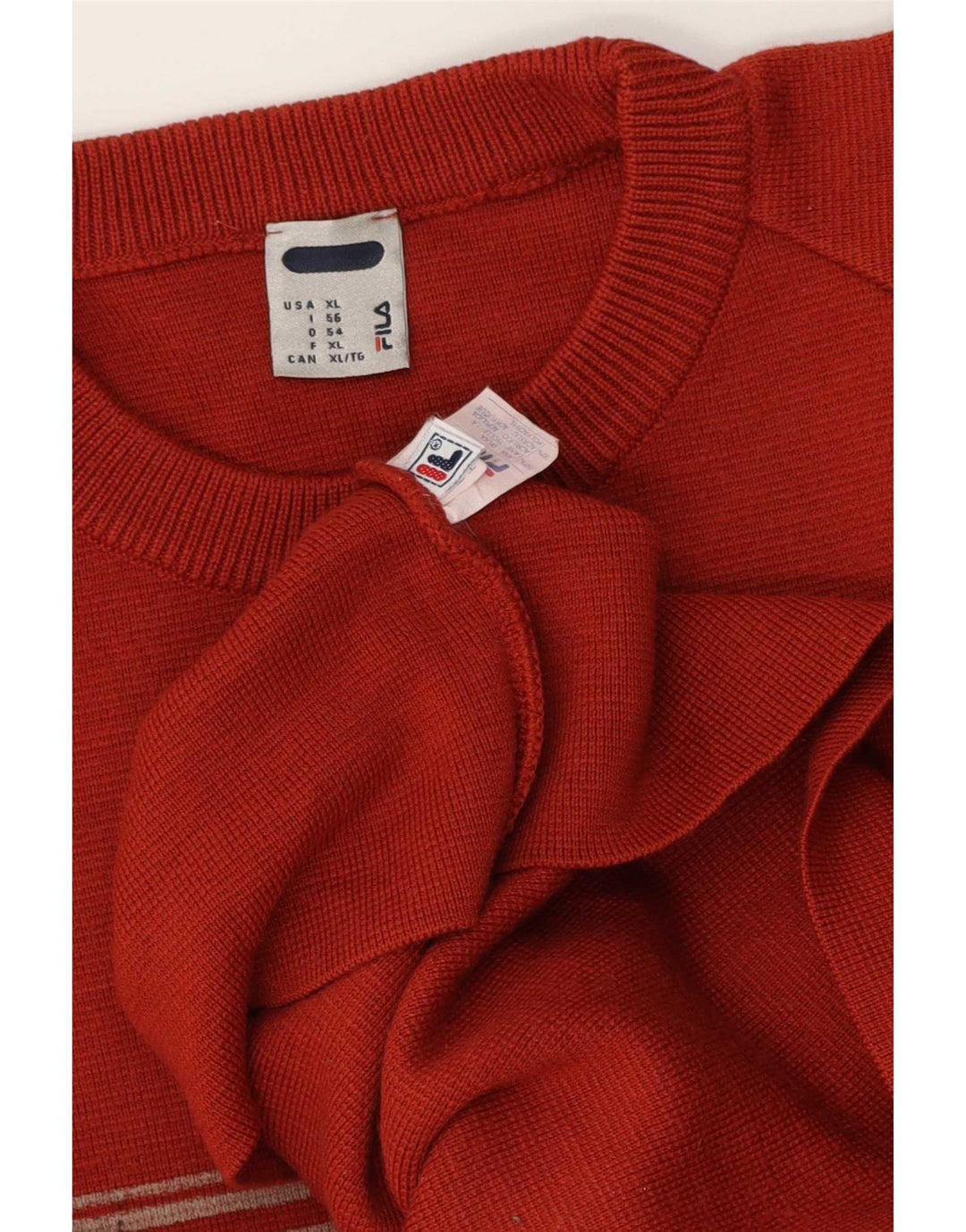 Fila Pull à col rond pour homme XL en laine color block rouge