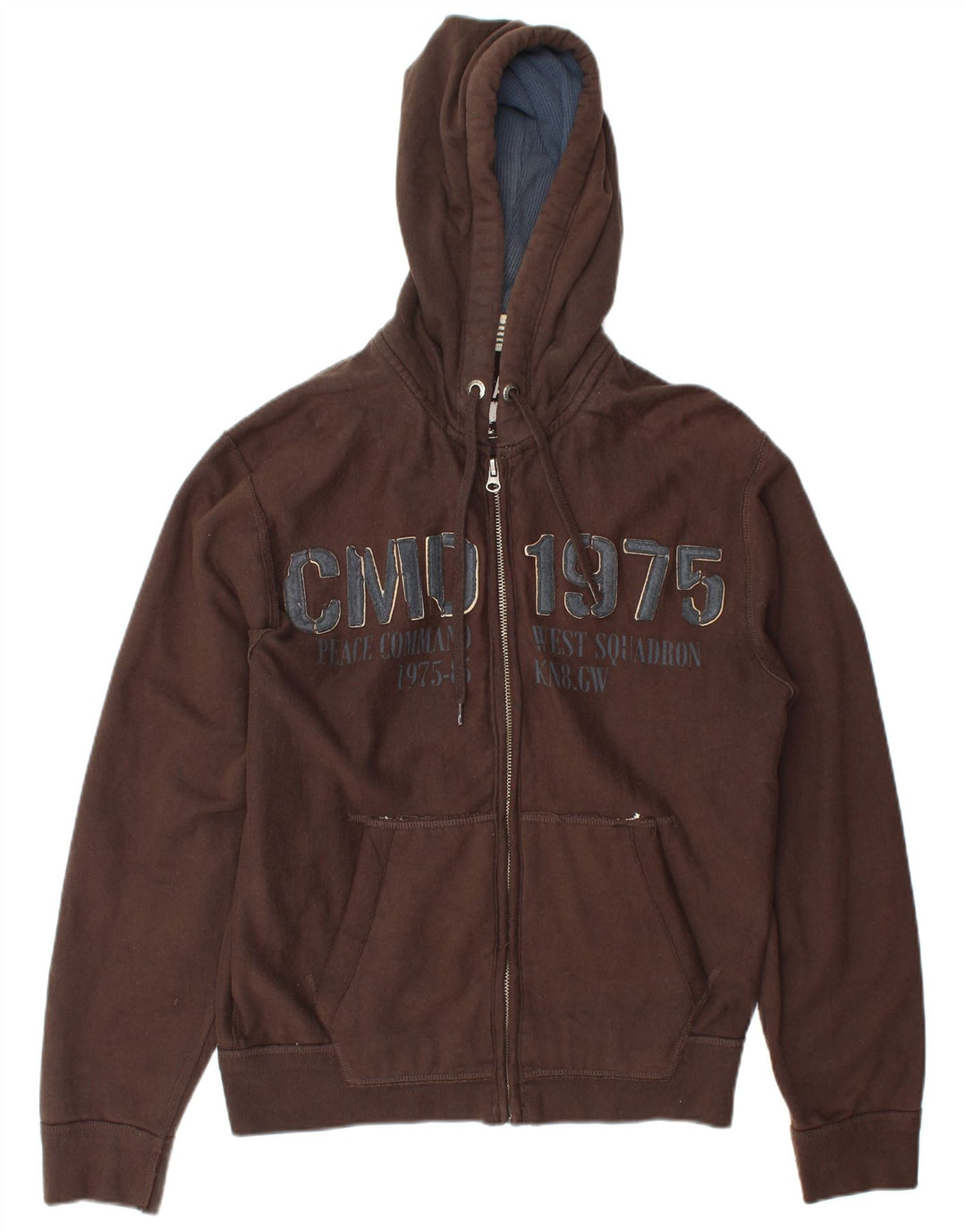 Zara Pull à capuche zippé graphique pour homme EU 40 Marron moyen