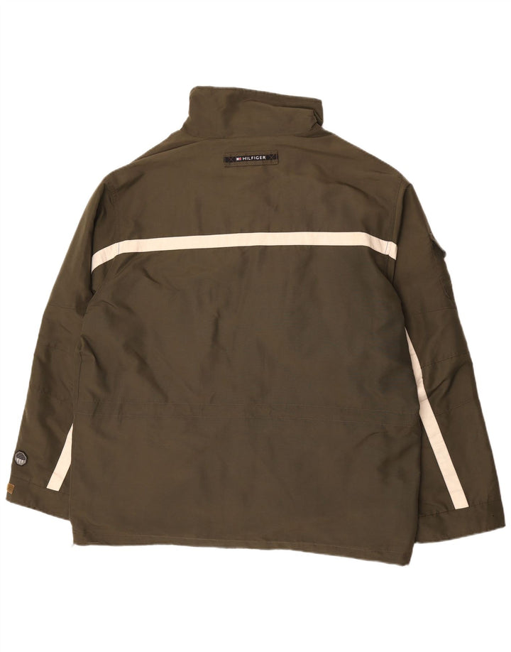 Tommy Hilfiger Veste utilitaire pour homme UK 40 Large Kaki Colourblock Polyester