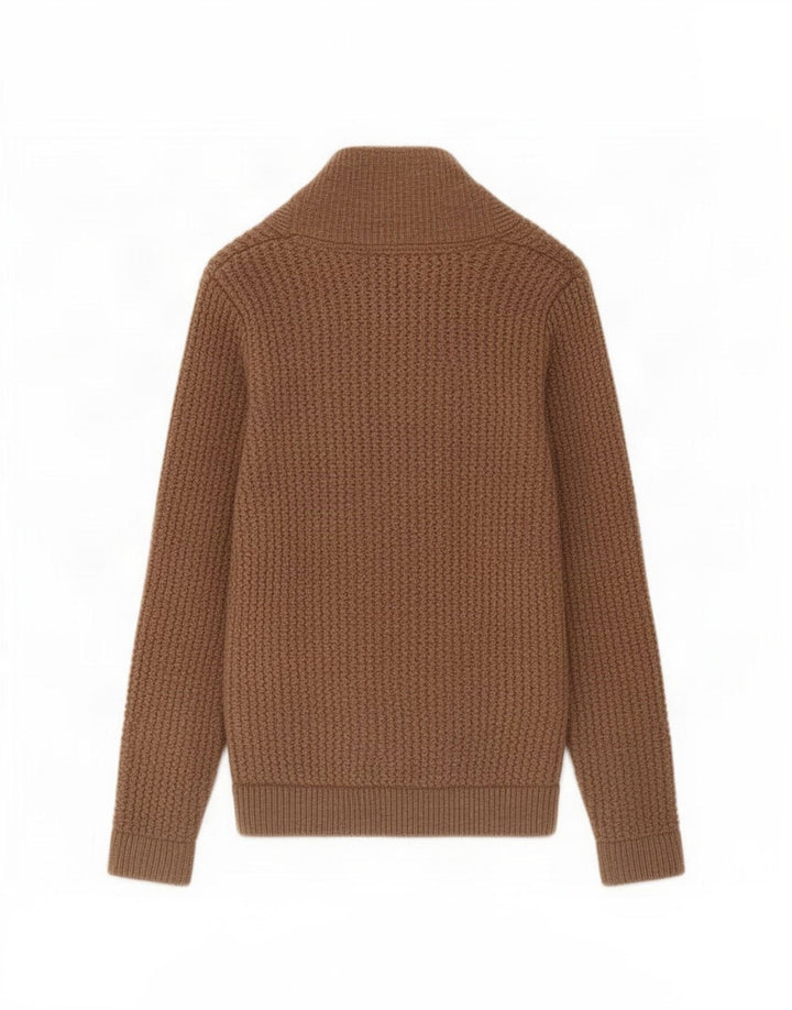William Hunt Cardigan pour homme en laine d'agneau Marron Taille S