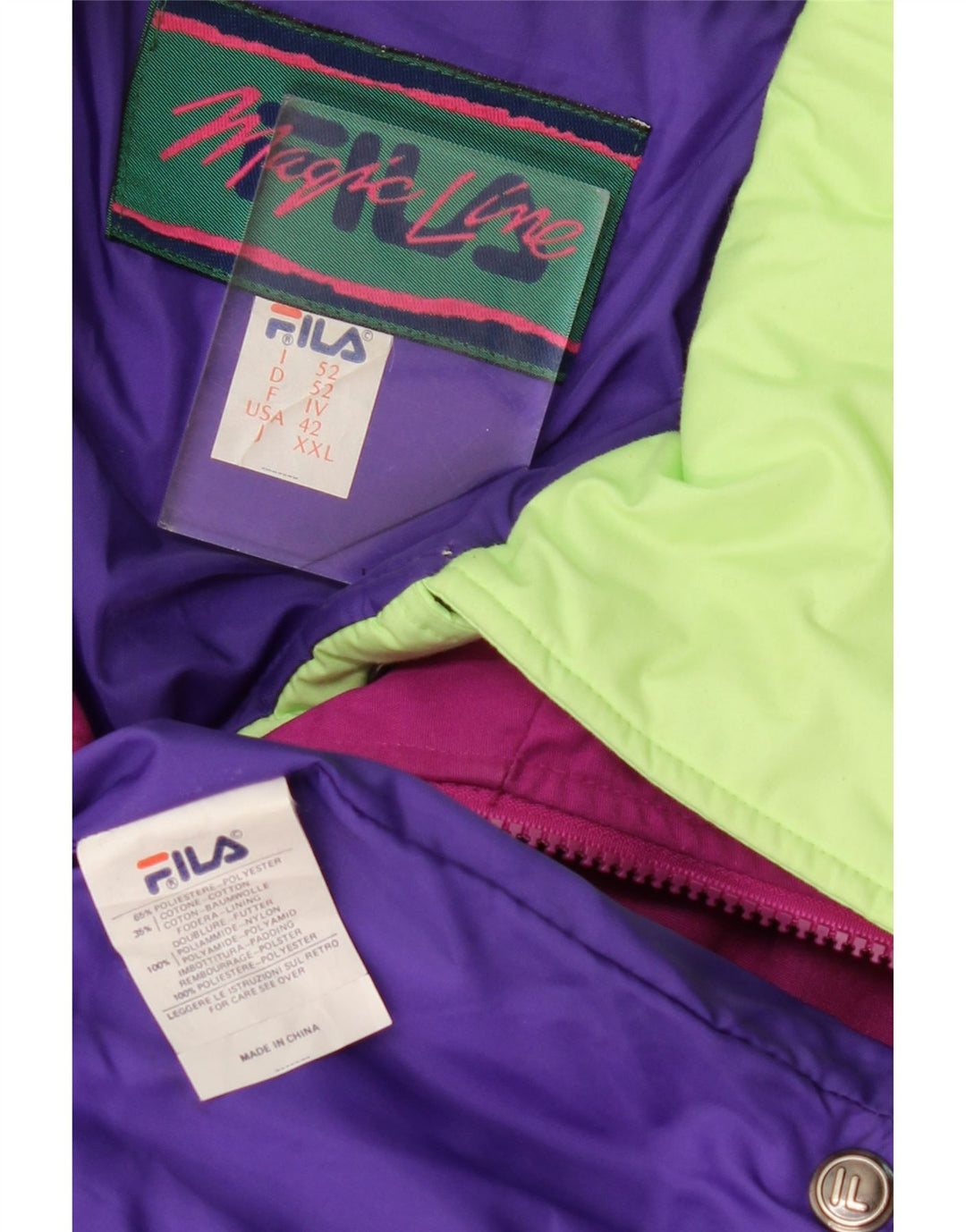 Fila Veste matelassée à capuche pour homme IT 52 XL Rose Colorblock Polyester
