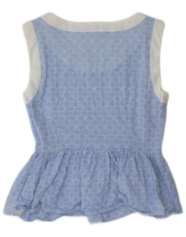 Max & Co. Chemisier court sans manches pour femme UK 8 Petit coton floral bleu