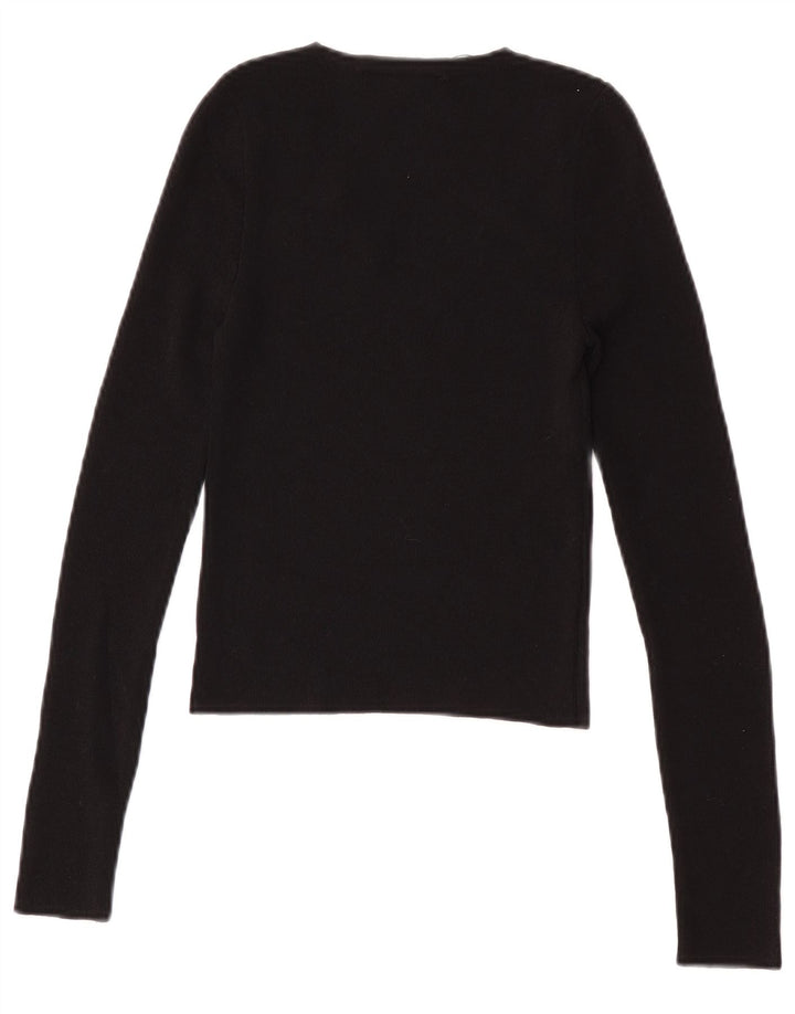 Zara Femme Crop Top Manches Longues UK 8 Petit Noir Polyamide