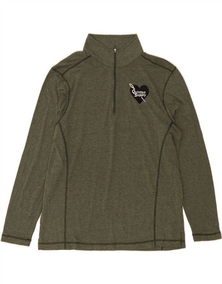 ORVIS Mens Zip Neck Pullover Tracksuit Top Medium Green Polyester Vintage Orvis and Second-Hand Orvis from Messina Hembry 