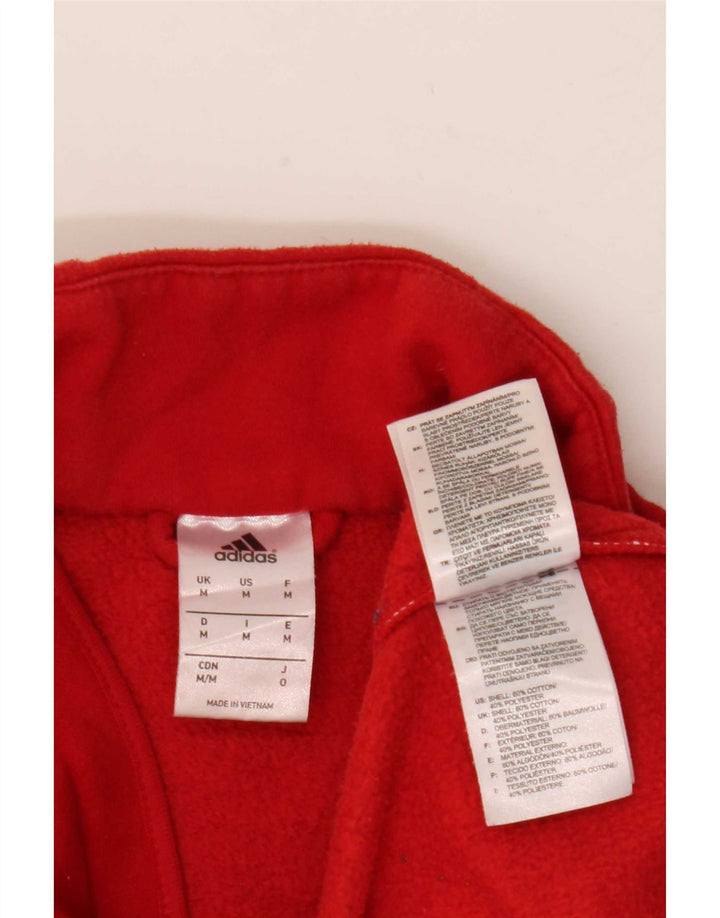 Adidas Sweat-shirt à col zippé pour homme en coton rouge moyen