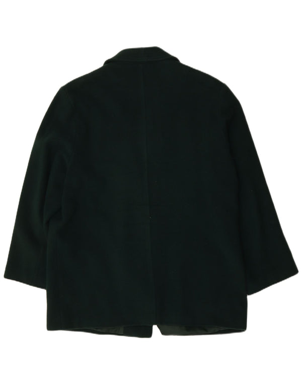 vintage Femmes Surdimensionné Double Breasted Manteau UK 18 XL Vert Nouvelle Laine