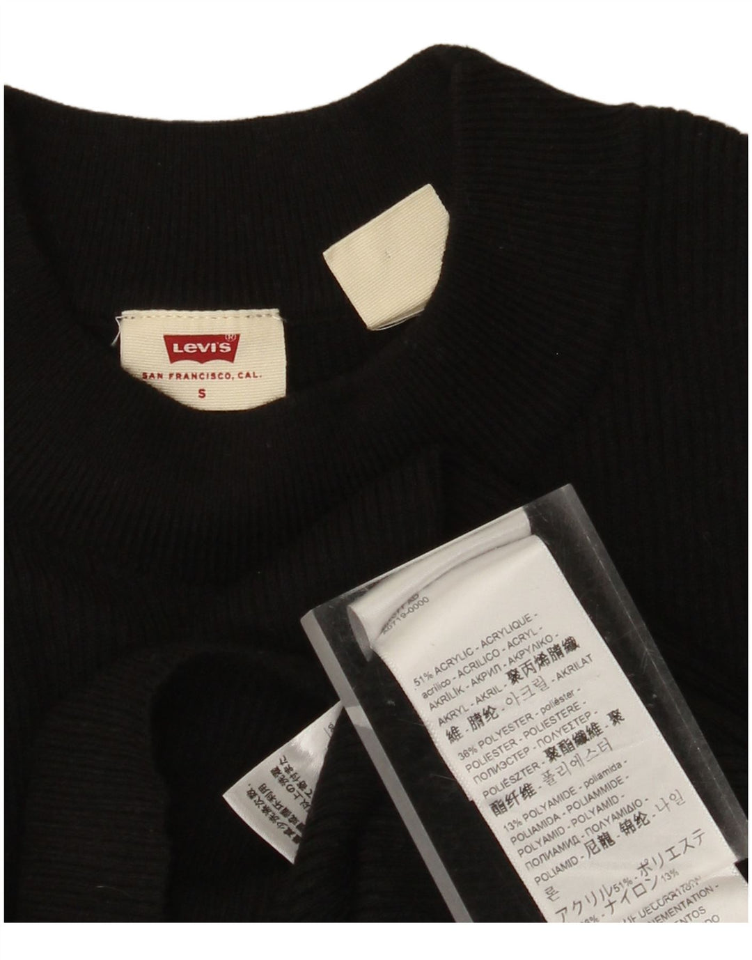 LEVI'S Pull ras du cou pour femme UK 8 Petit Acrylique Noir