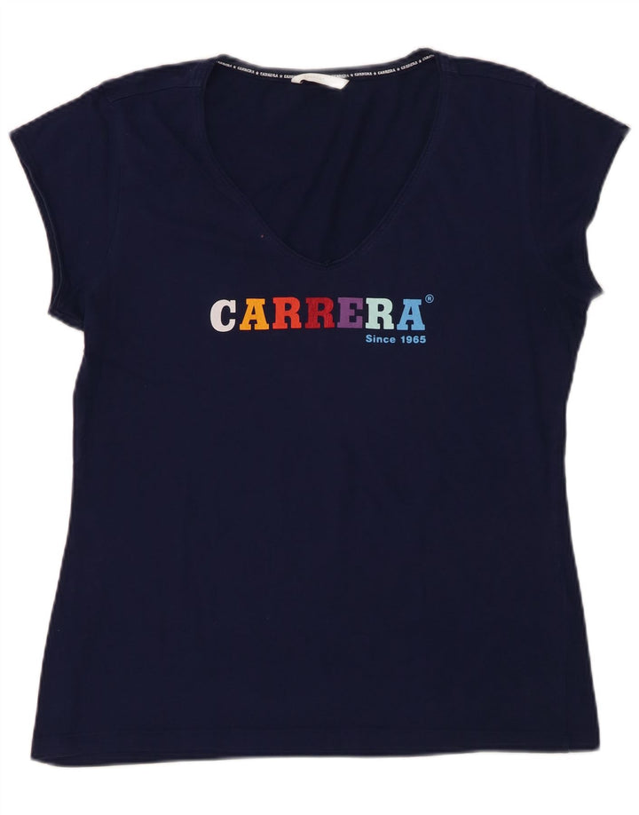 CARRERA T-Shirt Graphique Femme UK 18 XL Bleu Marine Coton